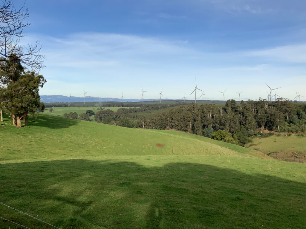 Photo montage of Delburn Wind Farm from Morwell Thorpdale Road looking south